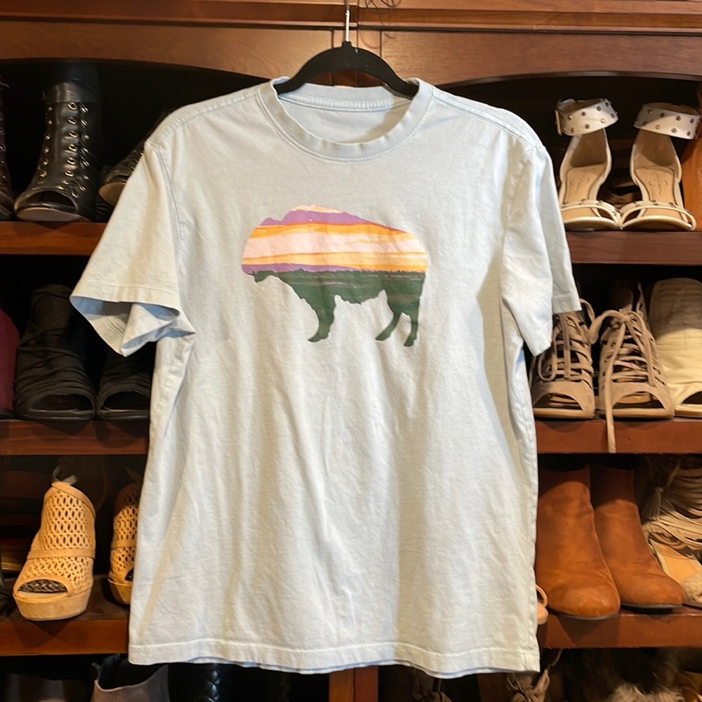Buffalo David Bitton size : Medium. Light blue shirt w/ sunset buffalo